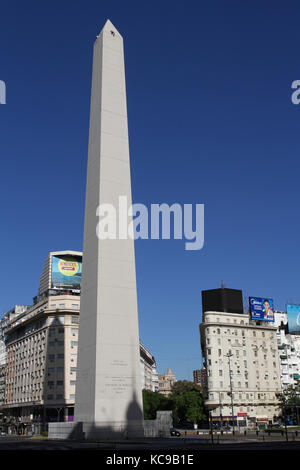 BUENOS AIRES, ARGENTINA, January 5, 2014 : Obelisk in the city center. Buenos Aires is the second-largest metropolitan area in South America Stock Photo