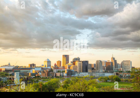 Overview of downtown St. Paul, MN at sunset Stock Photo