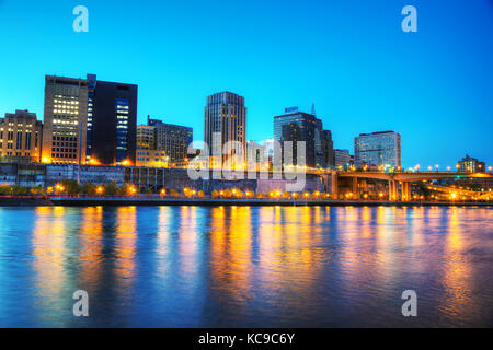 Overview of downtown St. Paul, MN at sunset Stock Photo