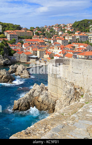 Fort Bokar on Dubrovnik City walls, Croatia, UNESCO world heritage site, Dalmatia, Dalmatian Coast, Europe. Stock Photo