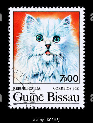 Postage stamp from Guinea Bissau depicting a cat Stock Photo