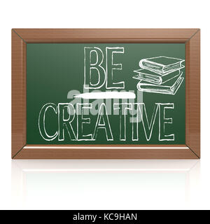 Be Creative written with chalk on blackboard image with hi-res rendered artwork that could be used for any graphic design. Stock Photo
