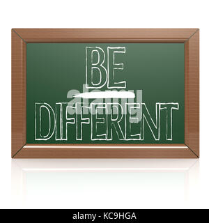 Be Different written with chalk on blackboard image with hi-res rendered artwork that could be used for any graphic design. Stock Photo