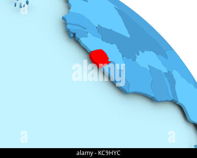Sierra Leone highlighted on blue 3D model of political globe with ...