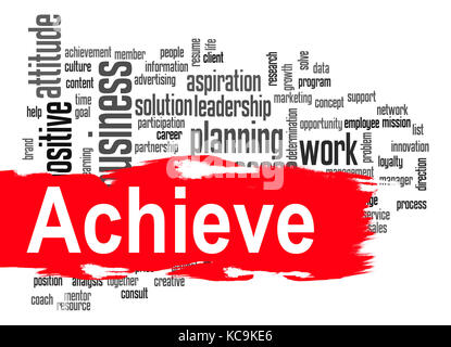 Achieve word cloud image with hi-res rendered artwork that could be used for any graphic design. Stock Photo