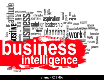 Business intelligence word cloud image with hi-res rendered artwork that could be used for any graphic design. Stock Photo