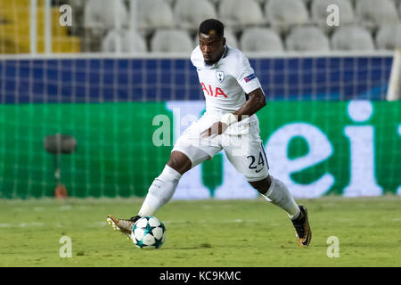 Nicosia, Cyprus - Semptember 26, 2017: Player of Tottenham Serge Aurier in action during the UEFA Champions League game between APOEL VS Tottenham Hot Stock Photo