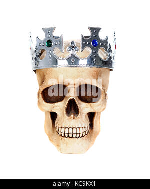 Skull with a silver crown isolated on a white background Stock Photo