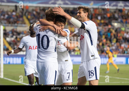 Nicosia, Cyprus - Semptember 26, 2017: The players of Tottenham celebrate during the UEFA Champions League game between APOEL VS Tottenham Hotspur Stock Photo