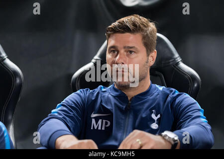 Nicosia, Cyprus - Semptember 26, 2017: Coach of Tottenham Mauricio Pochettino during the UEFA Champions League game between APOEL VS Tottenham Hotspur Stock Photo