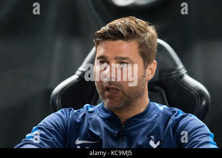 Nicosia, Cyprus - Semptember 26, 2017: Coach of Tottenham Mauricio Pochettino during the UEFA Champions League game between APOEL VS Tottenham Hotspur Stock Photo