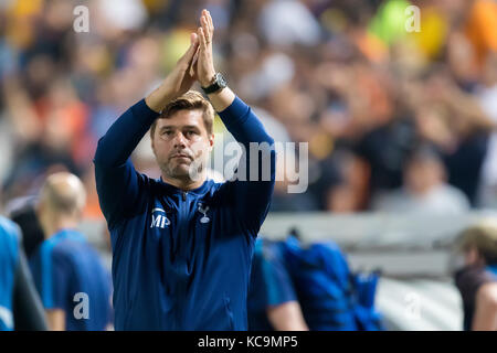 Nicosia, Cyprus - Semptember 26, 2017: Coach of Tottenham Mauricio Pochettino during the UEFA Champions League game between APOEL VS Tottenham Hotspur Stock Photo