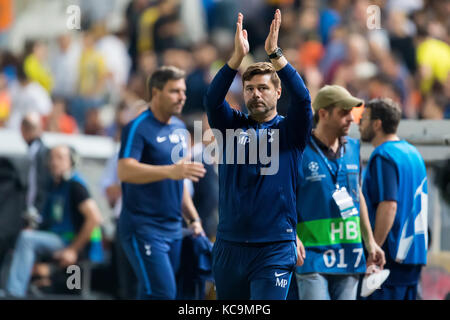 Nicosia, Cyprus - Semptember 26, 2017: Coach of Tottenham Mauricio Pochettino during the UEFA Champions League game between APOEL VS Tottenham Hotspur Stock Photo