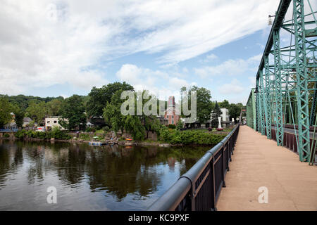 Bridge Connecting New Hope in Pennsylvania with Lambertville in NJ over the Delaware - USA Stock Photo