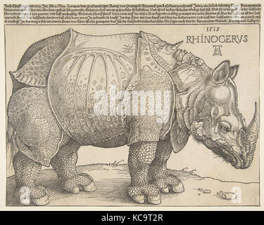The Rhinoceros, n.d., Woodcut, sheet: 9 3/16 x 11 1/2 in. (23.3 x 29.2 cm), Prints, Albrecht Dürer (German, Nuremberg 1471–1528 Stock Photo