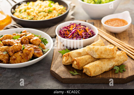 Egg rolls with cabbage and chicken Stock Photo