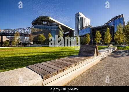 Summer view of the Cornell Tech campus on Roosevelt Island. New York City Stock Photo