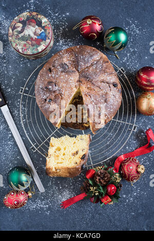 Panettone. Italian type of sweet bread loaf. Christmas food Stock Photo