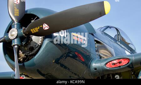 Grumman F8F Bearcat starts it's Pratt & Whitney R2800 radial engine ...