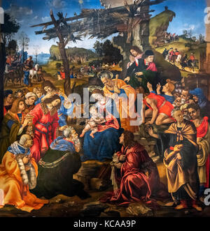 The Adoration of the Magi by Filippino Lippi (1457-1504), tempera on wood, 1496. Stock Photo