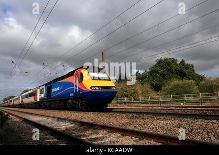 43061 East Midlands Trains, East Coast Main Line, Peterborough, Cambridgeshire, England, UK, Stock Photo