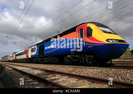 43061 East Midlands Trains, East Coast Main Line, Peterborough, Cambridgeshire, England, UK Stock Photo