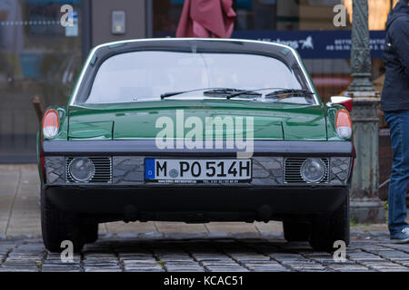 Augsburg, Germany - October 1, 2017: Porsche oldtimer car at the Fuggerstadt Classic 2017 Oldtimer Rallye on October 1, 2017 in Augsburg, Germany. Stock Photo