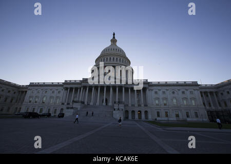 Washington, District Of Columbia, USA. 3rd Oct, 2017. The flag of the United States of America flies at half-staff above the United States Capitol Building a day after the deadliest mass shooting in American history in Las Vegas, Nevada. Credit: Alex Edelman/ZUMA Wire/Alamy Live News Stock Photo