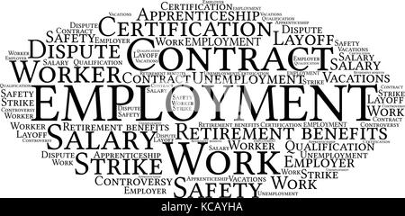 Words cloud, Employment concept made with cloud shape and tags on white background. Stock Vector