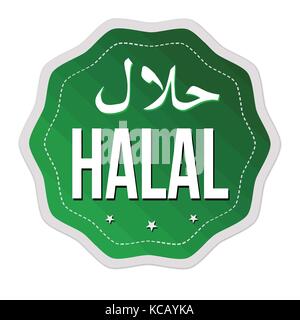 Halal sticker or label on white background, vector illustration Stock Vector