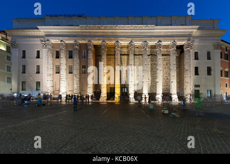 Temple of Hadrian (Il Tempio di Adriano) and Piazza Di Pietra in Rome. Stock Photo