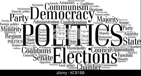 Words cloud of Politics with tags on white background. Stock Vector