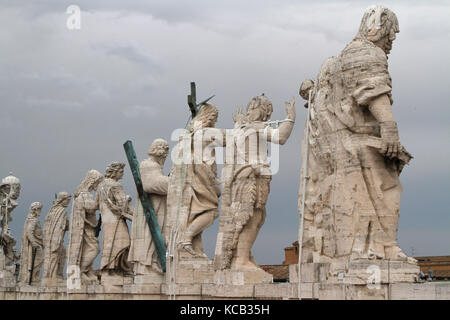 Statues of Christ and Apostles on the roof of St.Peter's Basilica Stock Photo