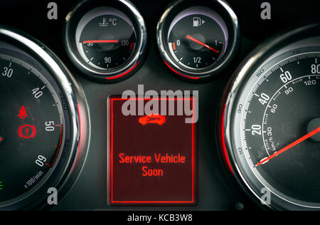 Service car warning light on a car dashboard Stock Photo