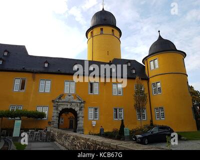 The Castle Montabaur on a mountain in city middle has expanded as a conference hotel and training center of business appointments Stock Photo