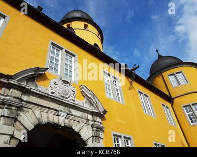 The Castle Montabaur on a mountain in city middle has expanded as a conference hotel and training center of business appointments Stock Photo