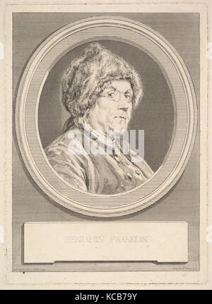 Portrait of Benjamin Franklin, Augustin de Saint-Aubin, 1777 Stock Photo