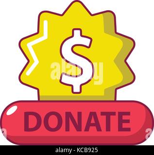 Donate badge icon, cartoon style Stock Vector