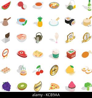 Fruit icons set, isometric style Stock Vector