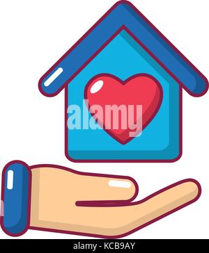 Hand house icon, cartoon style Stock Vector