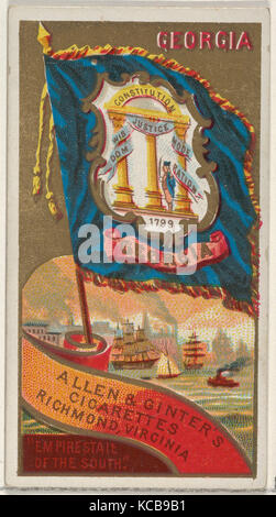 Georgia, from Flags of the States and Territories (N11) for Allen & Ginter Cigarettes Brands, 1888 Stock Photo