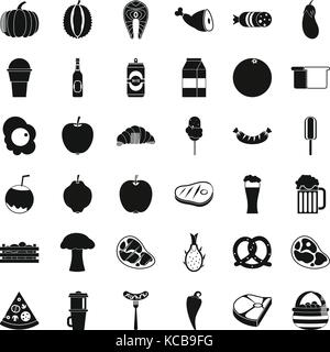 Food icons set, simle style Stock Vector