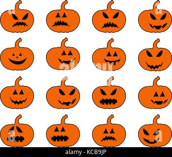 pumpkin smile silhouette set vector symbol icon design. Beautiful illustration isolated on white background Stock Vector