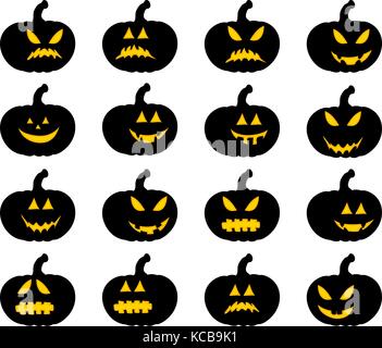pumpkin smile silhouette set vector symbol icon design. Beautiful illustration isolated on white background Stock Vector