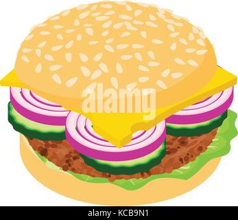 Burger icon, isometric 3d style Stock Vector