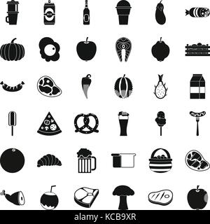 Dinner icons set, simle style Stock Vector