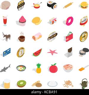 Cupcake icons set, isometric style Stock Vector