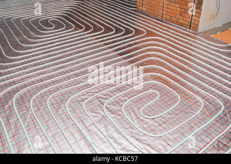 water floor heating system, underfloor heating Stock Photo