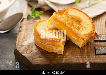 Grilled cheese sandwiches with white bread and cheddar Stock Photo