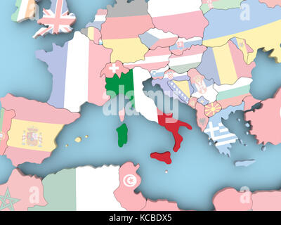 3D illustration of United Kingdom with embedded flag on political globe ...